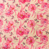 Pure Cotton Ivory With Pink Roses Screen Print Blouse Fabric ( 95 CM )