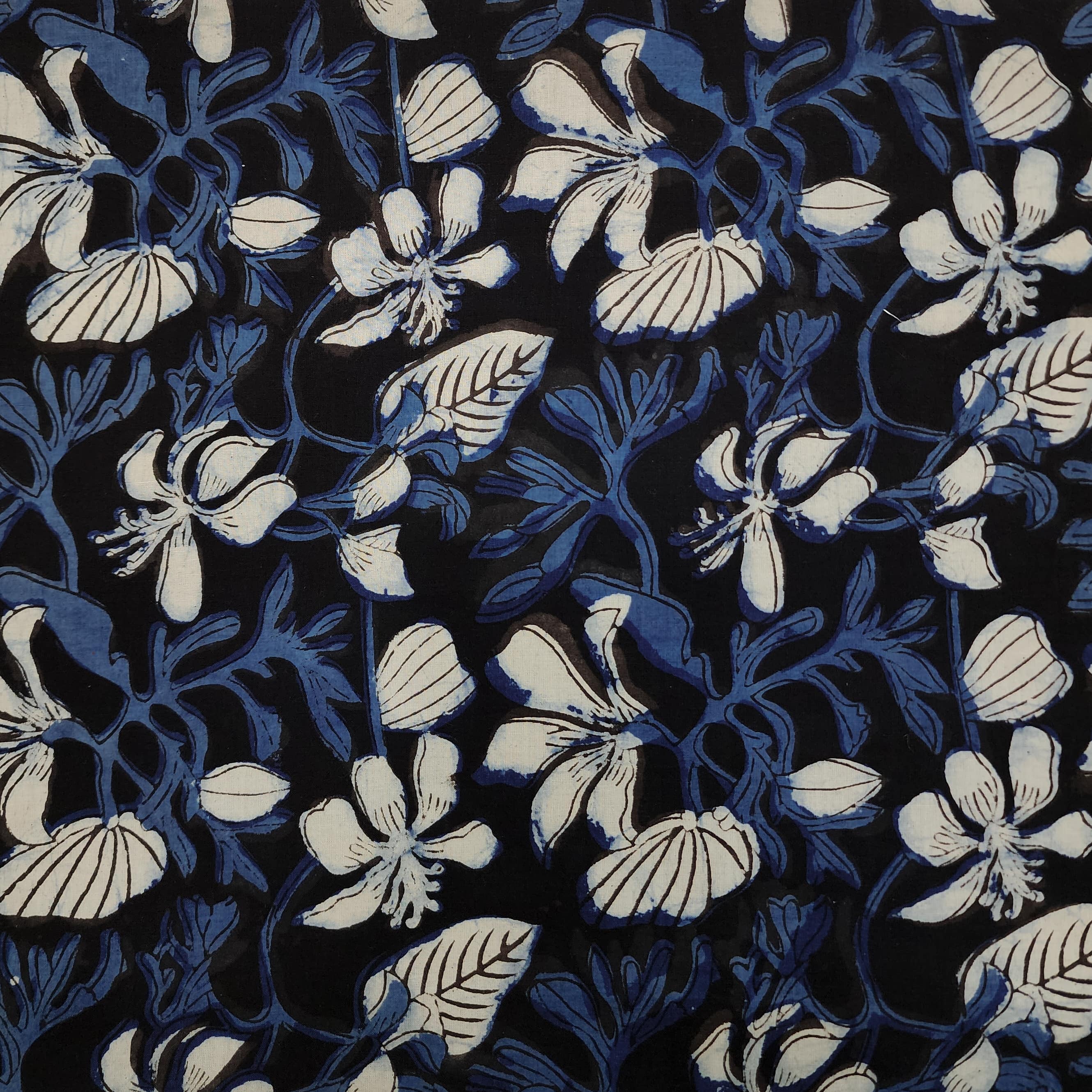 Brown - Natural Dyed Cotton Hand Block Print Jahota Fabric 12