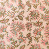 Pre-cut ( 1.38 meter ) Pure Cotton Jaipuri Baby Pink With Pink And Light Blue Wild Flower Jaal Hand Block Print Fabric
