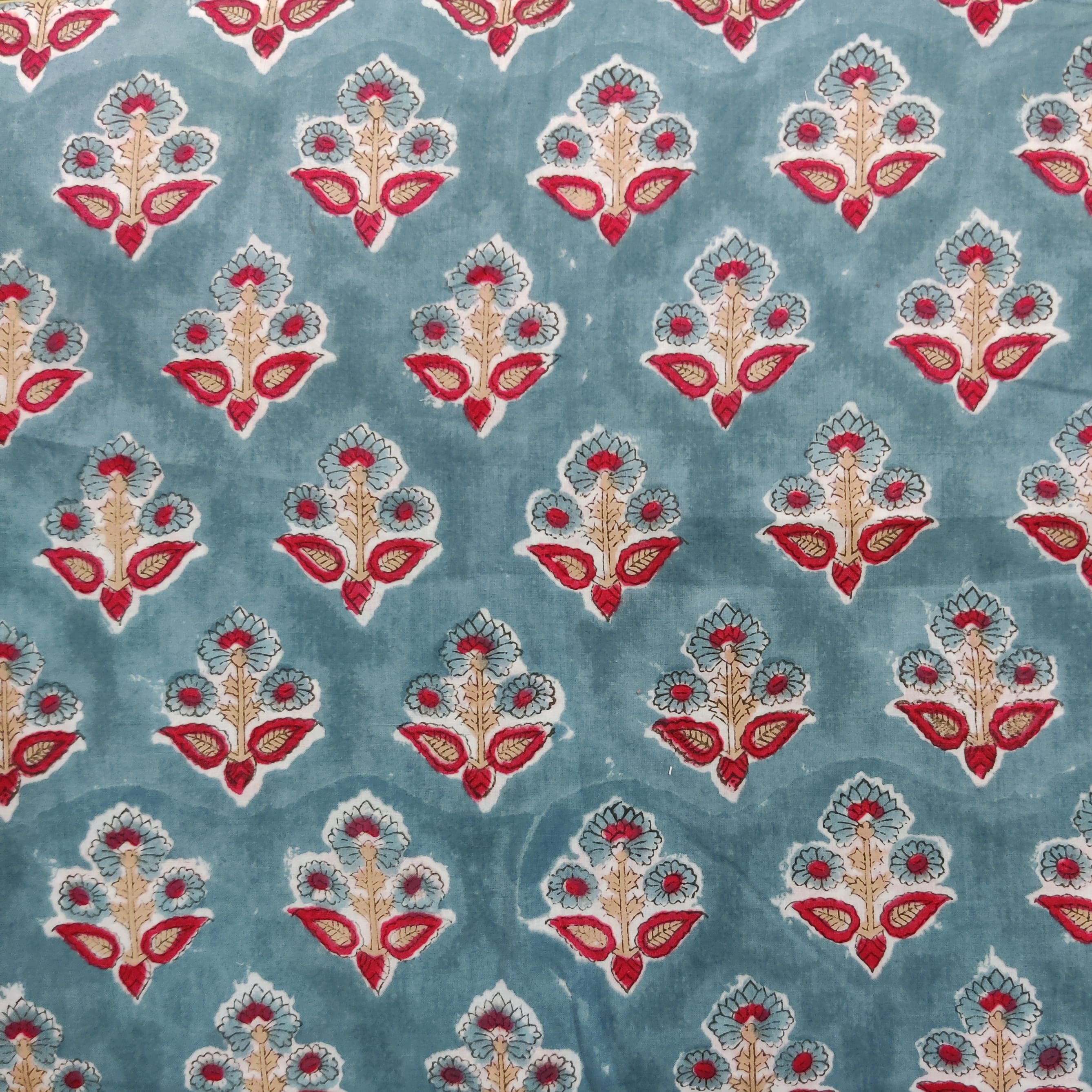 Pure Cotton Jaipuri Blue With Beautiful Motif Hand Block Print Fabric ...