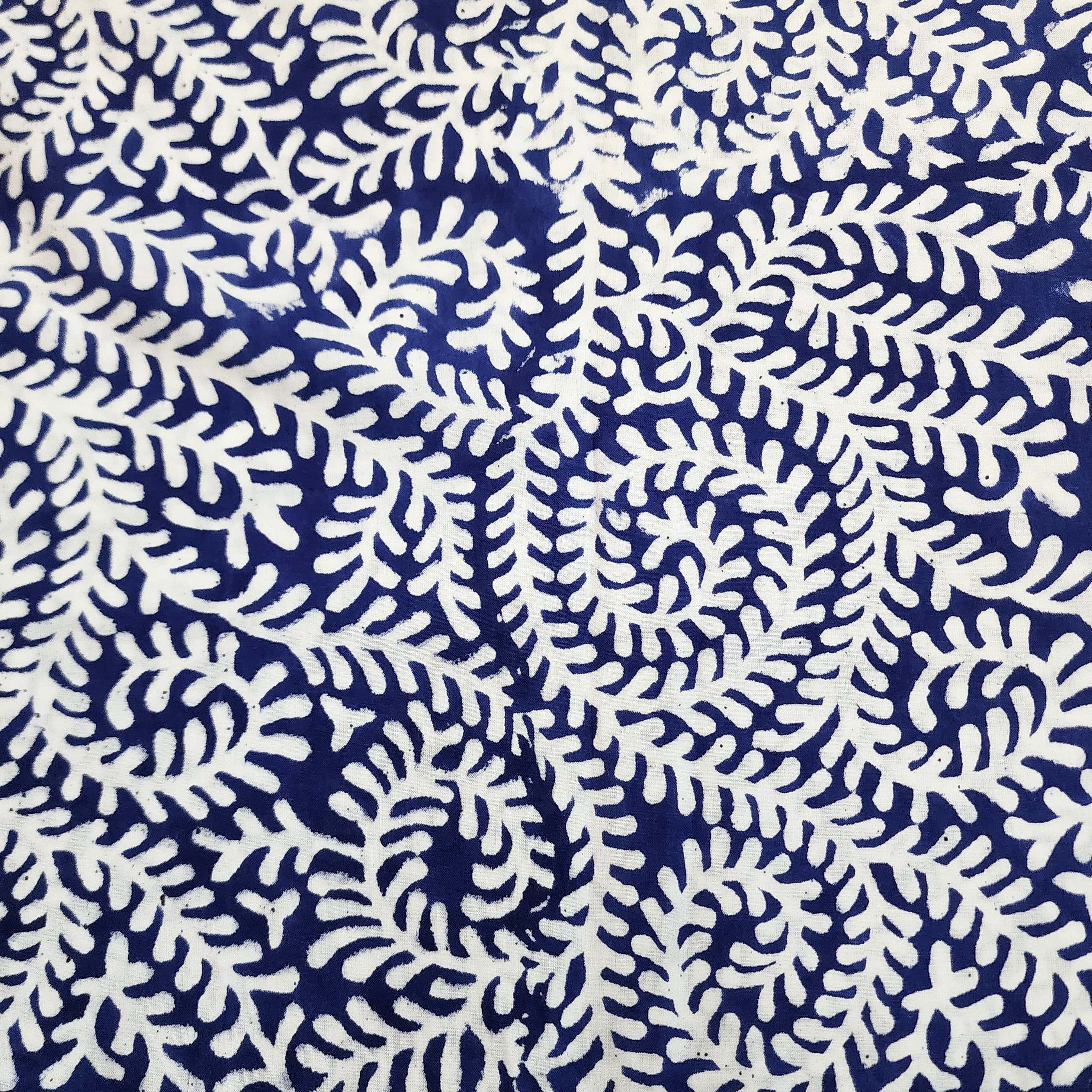 Pure Cotton Jaipuri Blue With Curvy Creeper Hand Block Print Fabric ...