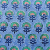Pure Cotton Jaipuri Blue With Dahlia Hand Block Print Fabric