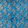 Pure Cotton Jaipuri Blue With Dark Blue Outlined Flower Plant Motif Hand Block Print Fabric