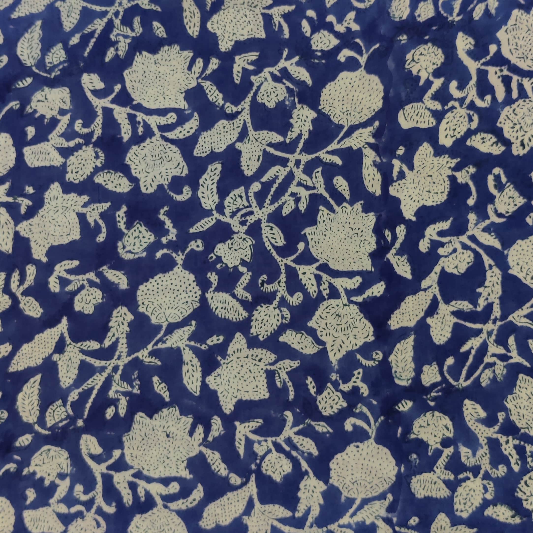 Pure Cotton Jaipuri Blue With Jaal Hand Block Print Fabric – Sanskruti