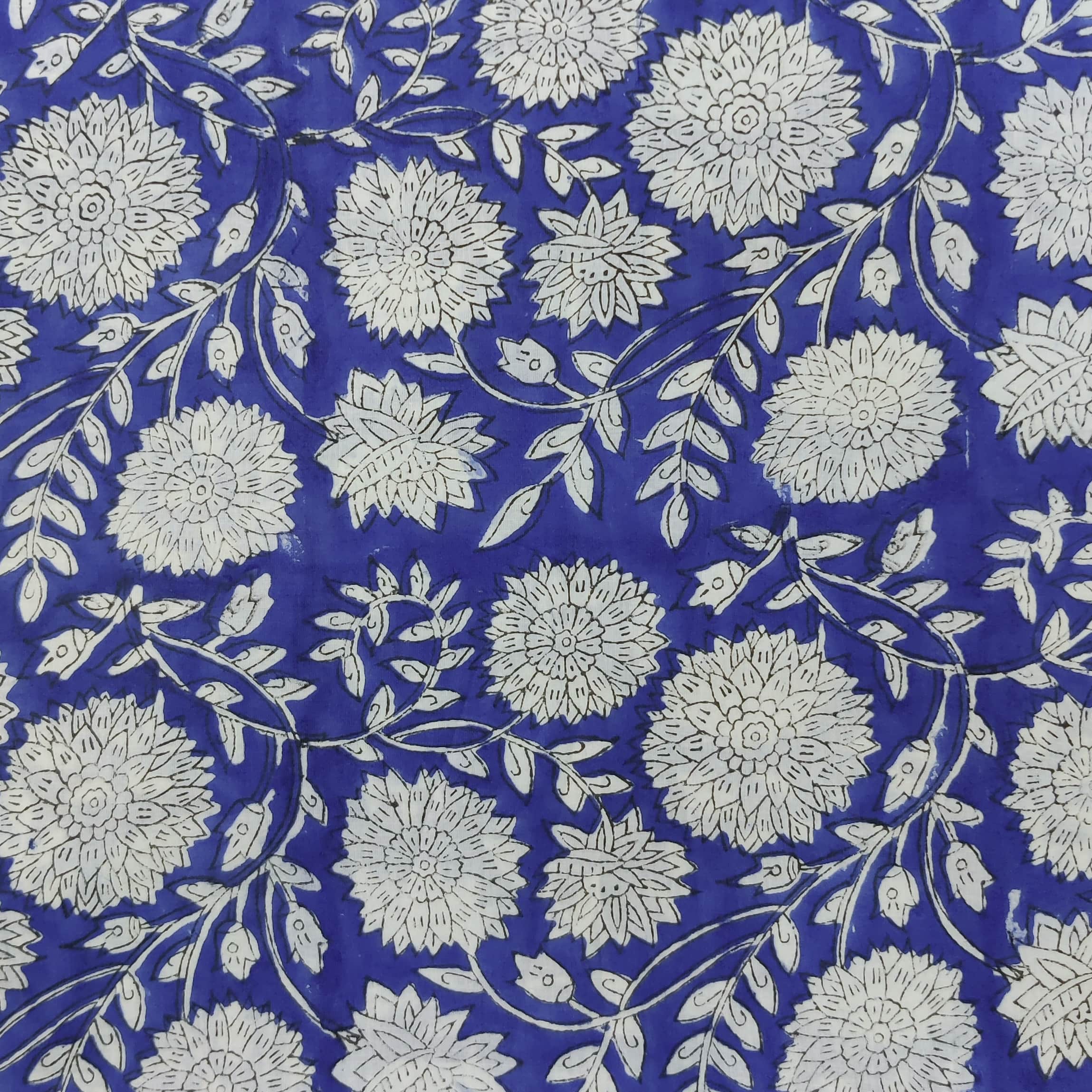 Pure Cotton Jaipuri Blue With Marigold Jaal Hand Block Print Fabric ...