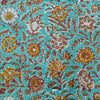 Pure Cotton Jaipuri Blue With Mustard And White Floral Jaal Hand Block Print Fabric