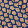 Pure Cotton Jaipuri Blue With Pink Green Flower Bush Motif Hand Block Print Fabrica