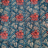 Pure Cotton Jaipuri Blue With Pink Jaal Hand Block Print Fabric