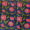 Pure Cotton Jaipuri Blue With Pink Marigold Jaal Hand Block Print blouse 1 meter Fabric
