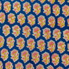 Pure Cotton Jaipuri Blue With Pink Plant Motif Hand Block Print Blouse Piece Fabric ( 85 cm )