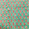 Pure Cotton Jaipuri Blue With Pink Tiny Flower Motif Hand Block Print Fabric