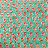 Pure Cotton Jaipuri Blue With Pink Tiny Flower Motif Hand Block Print Blouse Fabric (90 CM)