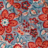 Pure Cotton Jaipuri Blue With Red Wild Wild Flower Jaal Hand Block Print Fabric