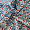 Pure Cotton Jaipuri Blue With Small Floral Twig Hand Block Print Blouse Fabric (1.20 meter)