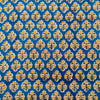 Pure Cotton Jaipuri Blue With Tiny Yellow Flower Motif Hand Block Print Blouse Fabric ( 1.16 Meter )