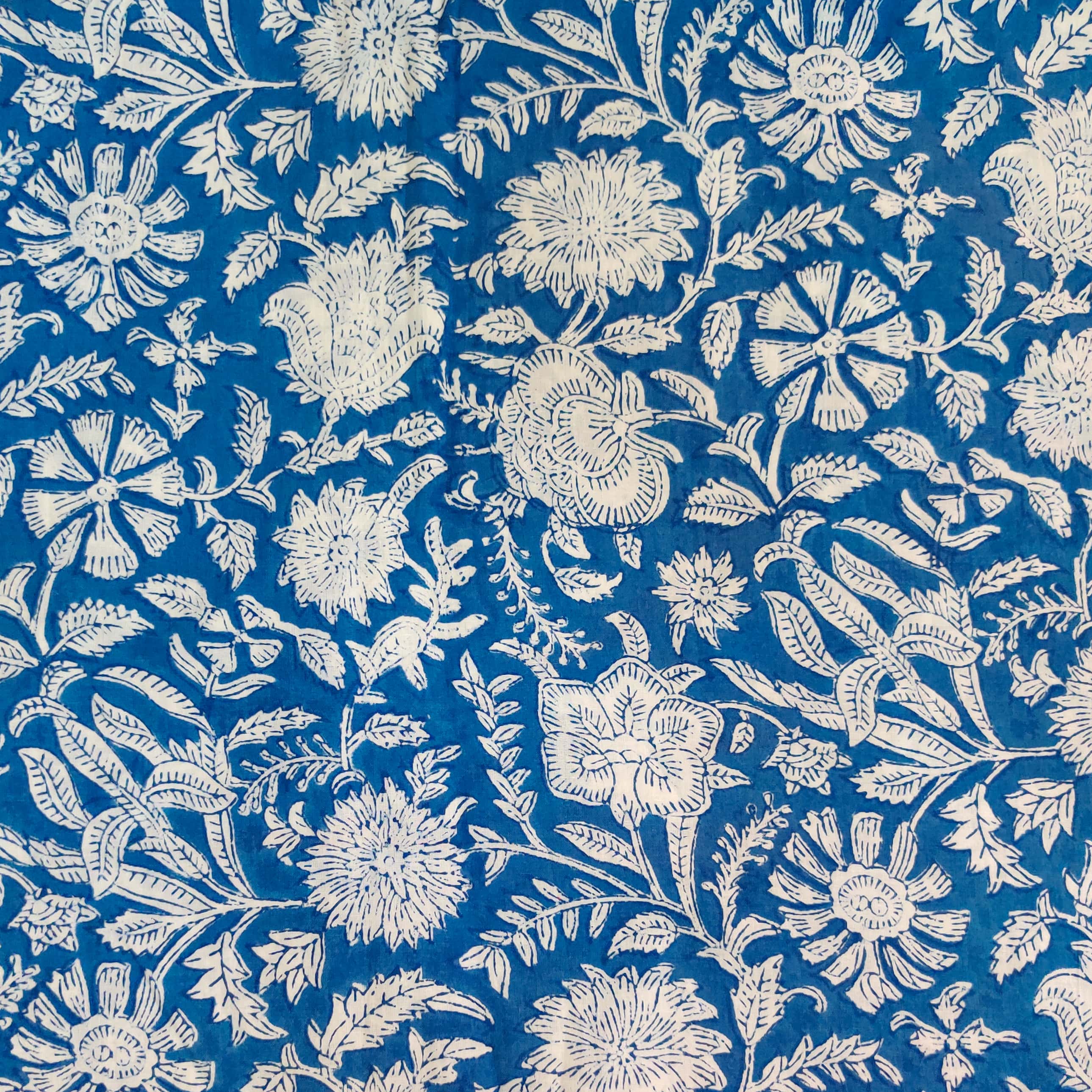 Pure Cotton Jaipuri Blue With White Jaal Hand Block Print Fabric ...