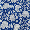 Pure Cotton Jaipuri Blue With White Wild Flower Jaal Hand Block Print Blouse Fabric ( 80 CM )