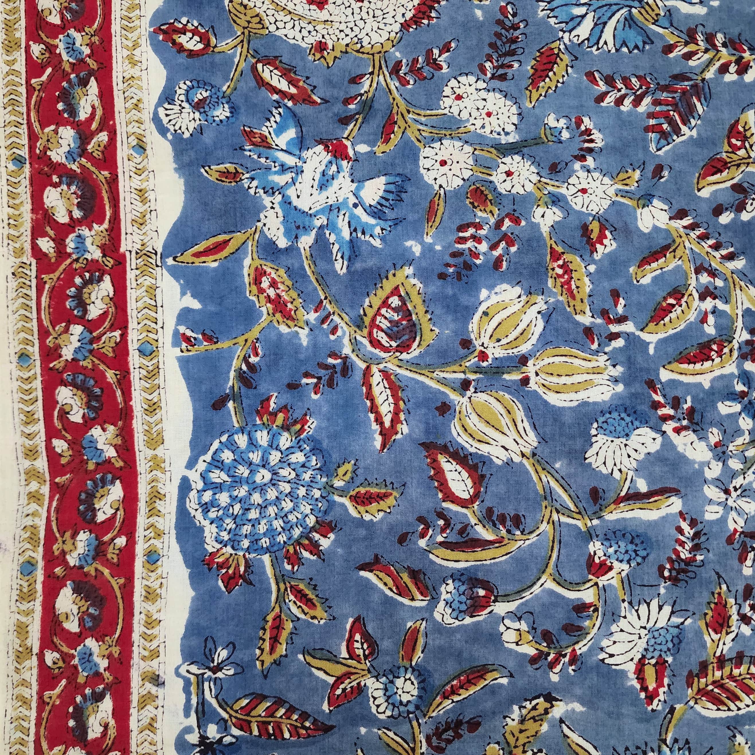 Pure Cotton Jaipuri Blue With Wild Junglee Jaal Hand Block Print Fabri ...