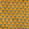 Pure Cotton Jaipuri Brown Mustard With Genda Phool Motif Hand Block Print Fabric