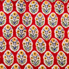 Pure Cotton Jaipuri Dusty Red With Yellow Highlighted Plant Hand Block Print Fabric