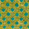 Pure Cotton Jaipuri Green With Blue Fruit Jaal Hand Block Print Blouse Piece Fabric ( 90 cm )