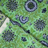 Pure Cotton Jaipuri Green With Blue Sun Flower Wild Floraal Jaal Hand Block Print Fabric