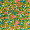 Pure Cotton Jaipuri Green With Pink And Blue Flower Jaal Hand Block Print Blouse Piece Fabric ( 1 meter )