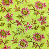 Pure Cotton Jaipuri Green With Pink Flower Jaal Hand Block Print Fabric