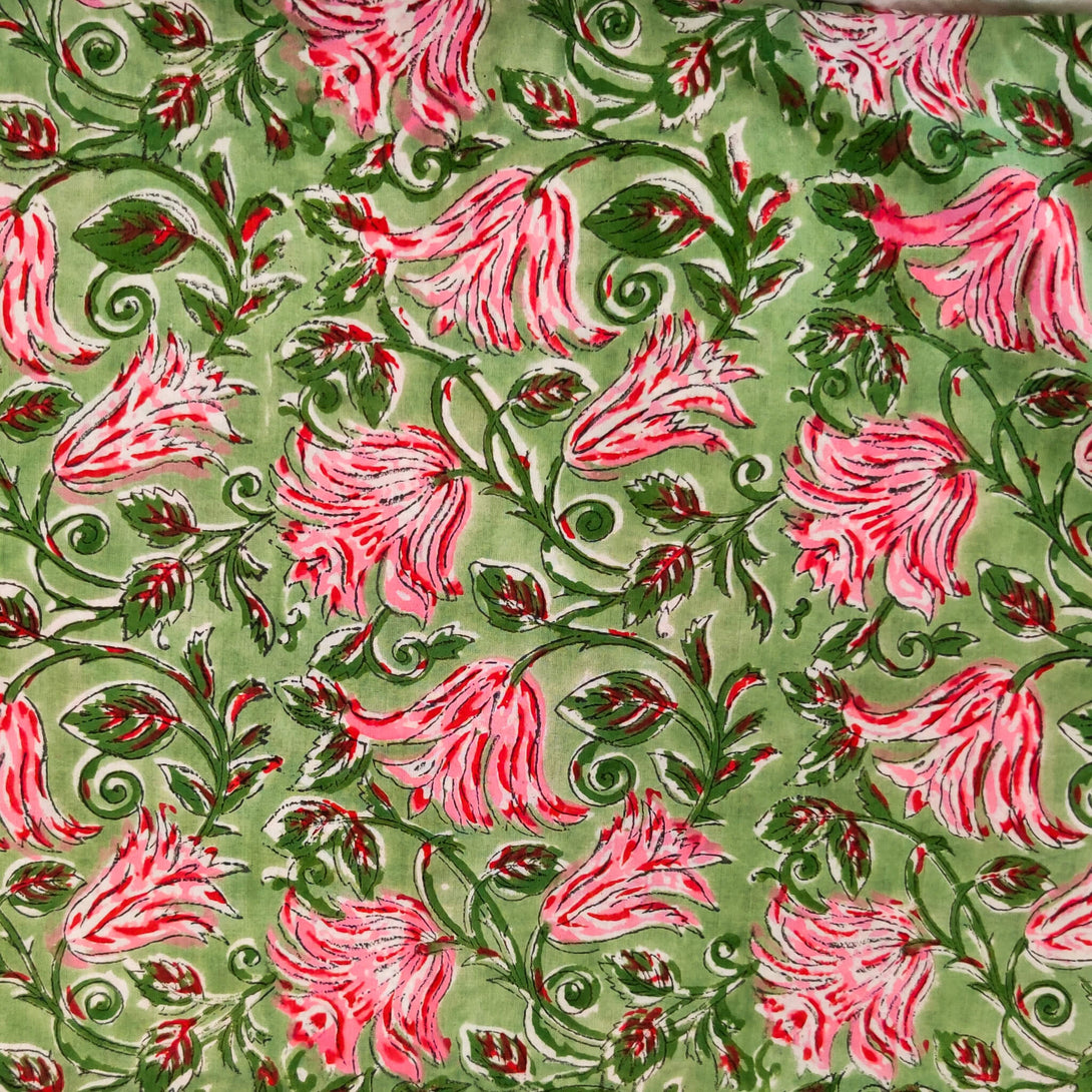Green - Jhiri Handloom Hand Block Printed Pure Cotton Towel