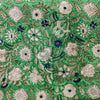 Pure Cotton Jaipuri Green With Wild  Jaal Hand Block Print Fabric