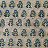 Pure Cotton Jaipuri Grey  With Blue Sapling Hand Block Print Fabric