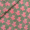 Pure Cotton Jaipuri Grey With Pink Shoe Flower Hand Block Print Fabric