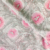 Pure Cotton Jaipuri Grey With Pink Wild Fruit Jaal Hand Block Print Fabric