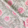 Pure Cotton Jaipuri Grey With Pink Wild Fruit Jaal Hand Block Print Bouse Fabric (1.15 meter)