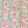 Pure Cotton Jaipuri Grey With Pink Wild Fruit Jaal Hand Block Print Bouse Fabric (1.15 meter)