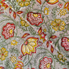 Pure Cotton Jaipuri Grey With Wild Flower And Fruit Jaal Hand Block Print Fabric