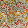 Pure Cotton Jaipuri Grey With Wild Flower And Fruit Jaal Hand Block Print Fabric