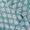 Pure Cotton Jaipuri Greyish Blue With Tiny One Flower Plant Hand Block Print Fabric
