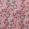 Pure Cotton Jaipuri Kaatha Pink With Wild Floral Jaal Hand Block Print Fabric