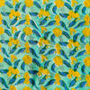 Pure Cotton Jaipuri Light Blue With Yellow Flower Motif Hand Block Print Fabric