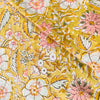 Pure Cotton Jaipuri Light Mustard With Pink White Maroon Floral Jaal Hand Block Print Fabric