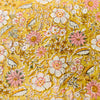 Pure Cotton Jaipuri Light Mustard With Pink White Maroon Floral Jaal Hand Block Print Fabric