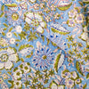 Pure Cotton Jaipuri Light Pastel Blue With Assorted Flower Jaal Hand Block Print Fabric