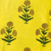 Pure Cotton Jaipuri Light Yellow With Three Flower Plant Motif Hand Block Print Fabric