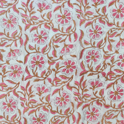 Pure Cotton Jaipuri Maroon With Wild Flower Jaal Hand Block Print Blouse Fabric ( 85 CM )