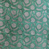 Blouse Piece 1 meter Pure Cotton Jaipuri Mint Green With White Flower Hand Block Print Fabric