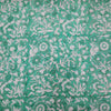 Pure Cotton Jaipuri Mist Green With Green And White Floral Jaal Hand Block Print Fabric