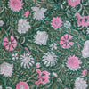 Pure Cotton Jaipuri Moss Pastel Green With Multi Flower Hand Block Print Fabric
