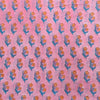 Pure Cotton Jaipuri Mul With Small Orange Blue Double Flowers Hand Block Print Fabric