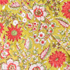 Pure Cotton Jaipuri Mustard With Assorted Flower Jaal Hand Block Print Fabric